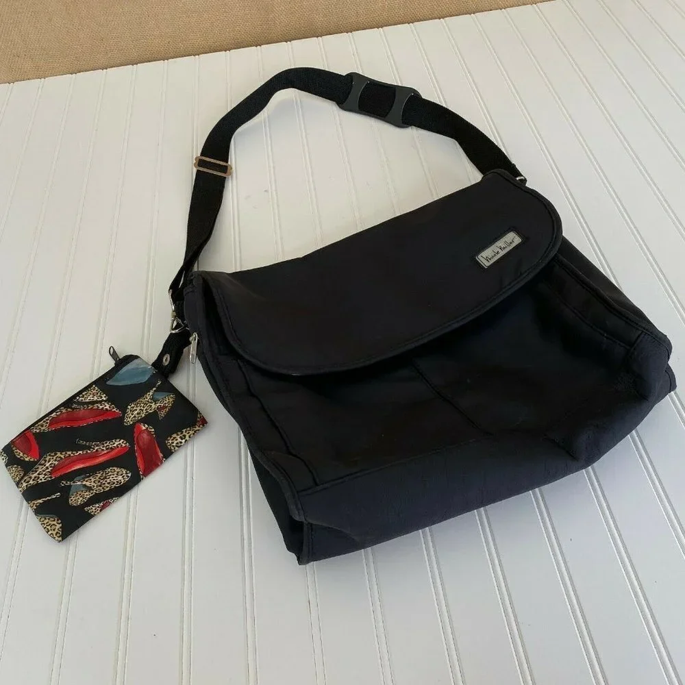 Black Diaper Bag Messenger Bag Take Cover by Nicole Miller w/Accessory Bag Heels